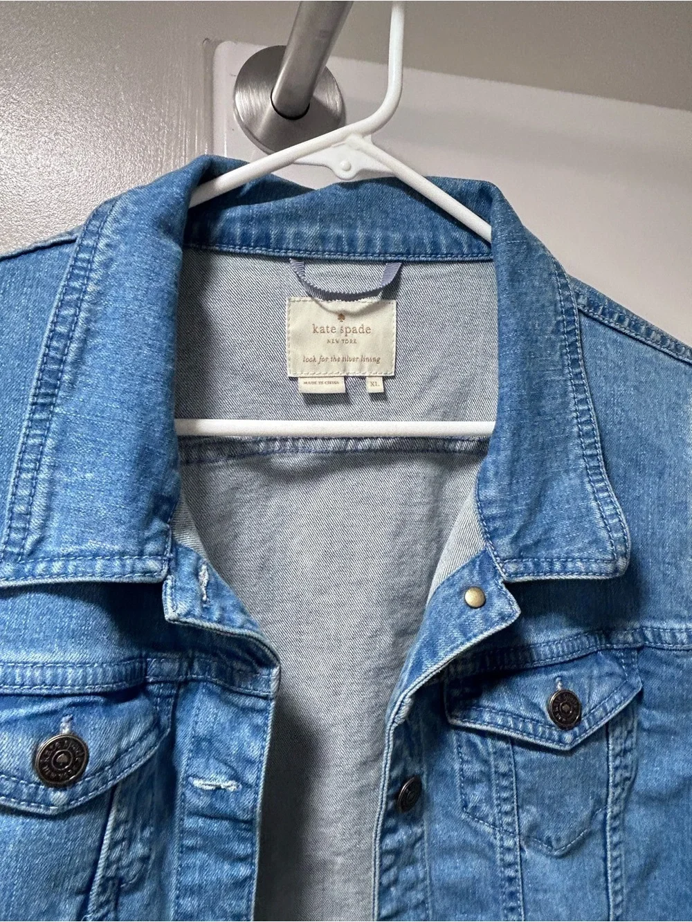 kate spade Blue and Cream Dip-Dye Peplum Denim Jacket - Picture 2 of 3